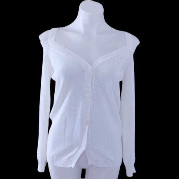 Massimo Dutti Sweater Cold-Shoulder Button-Front(Made in Italy) Size L New w/Tag - Picture 2 of 12
